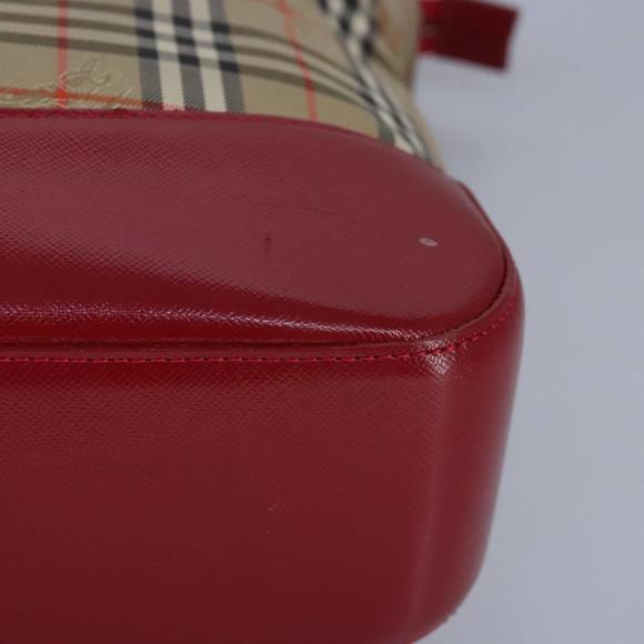 BURBERRY Nova Check Tote Bag Canvas Leather Beige Red Auth 100281 - Picture 14 of 16